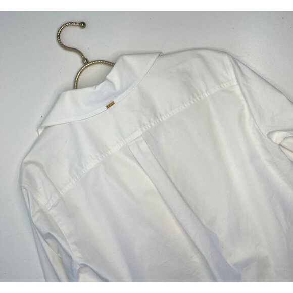 ST. John Sport Tunic Blouse White Convertible Sleeves Gold Button Detail SMALL - Picture 8 of 9